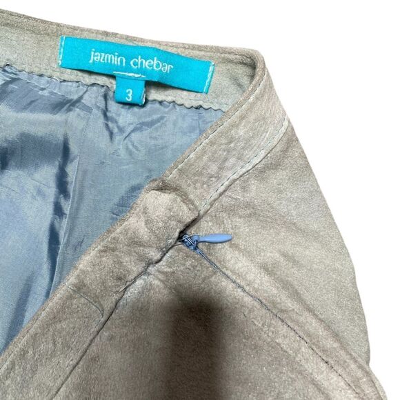 JAZMIN CHEBAR Suede Flared Pants with Ruffle Detail Light Green Size 3 - Picture 10 of 10